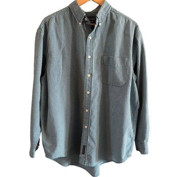 Abercrombie & Fitch Mens Shirt M Green Blue Gingham Button-Down Flaws - Picture 1 of 9
